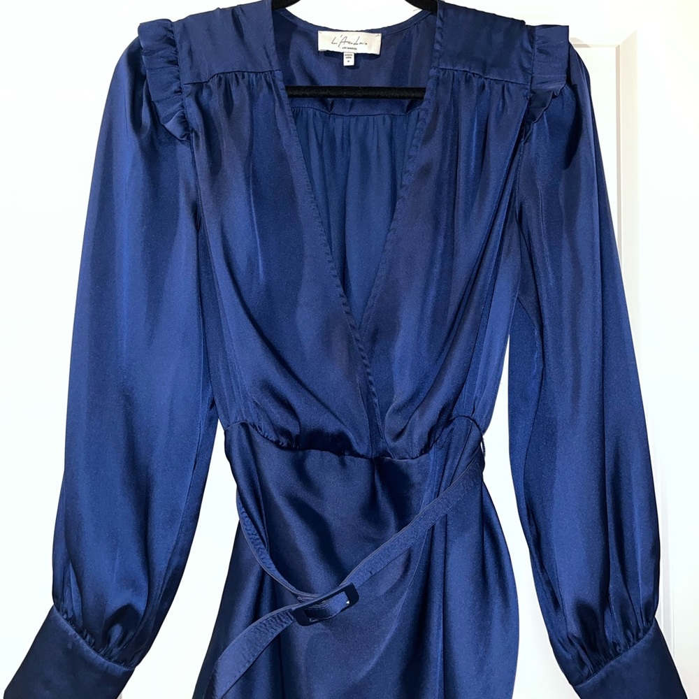 Navy blue satin dress
